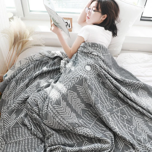 Bohem Çiçekli Nefes Alabilir Battaniye