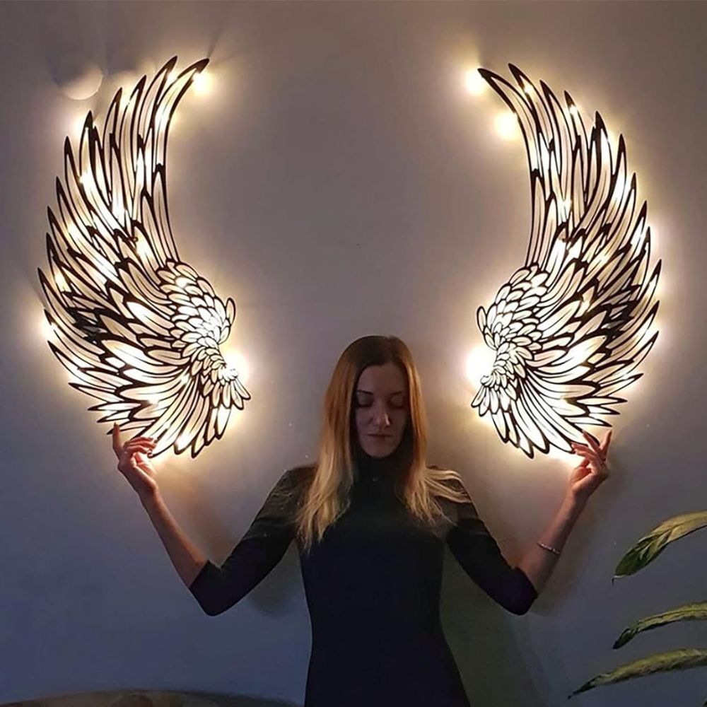 Melek Kanatları Duvar Sanatı (LED Işıklı)