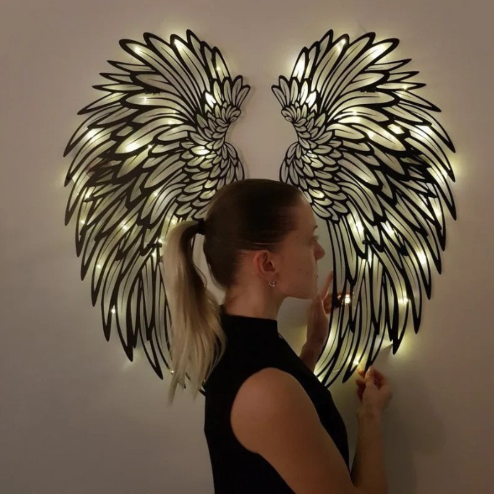 Melek Kanatları Duvar Sanatı (LED Işıklı)