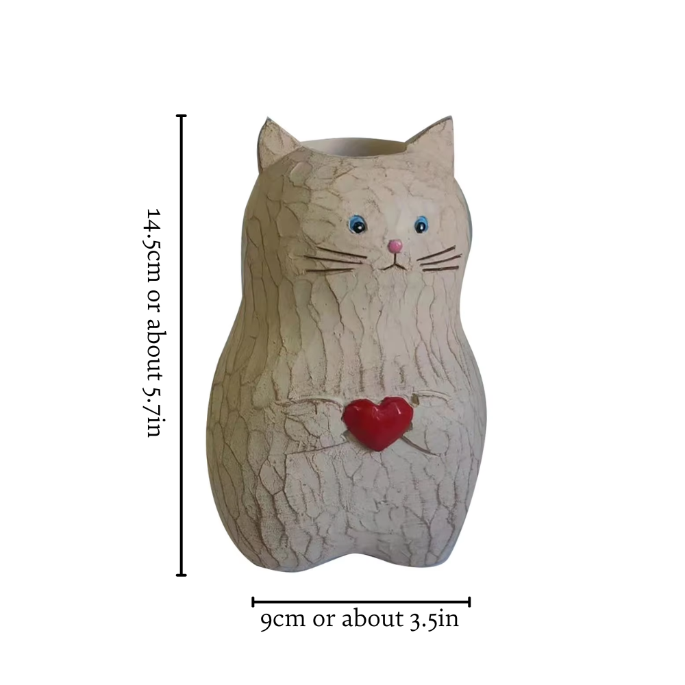 Ahşap Kedi Vazosu